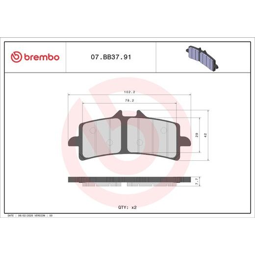 BRZDOVÉ DESTIČKY BREMBO 07BB3791 CC ROAD