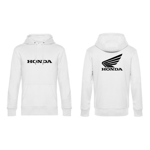 PÁNSKÁ MIKINA S KAPUCÍ A MOTIVEM HONDA 3 - BÍLÁ