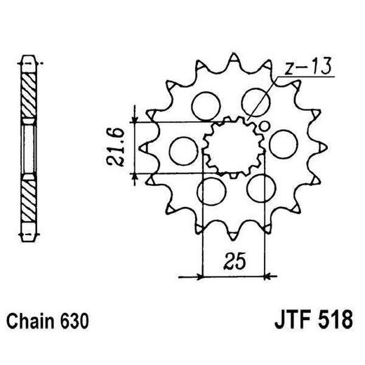 ŘETĚZOVÉ KOLEČKO JT JTF 518-13 13 ZUBŮ, 630