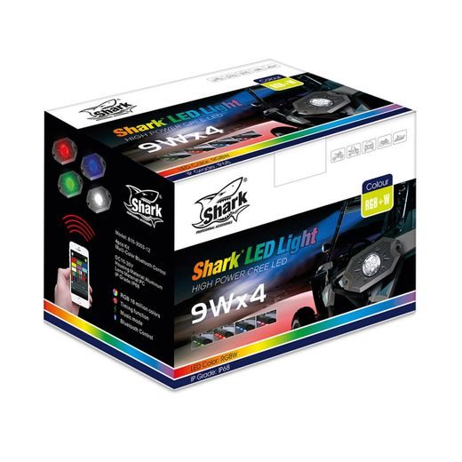 SHARK LED LIGHT,3"X2",3W,MULTI-COLOR,BLUETOOTH CONTROL,4 PCS SET