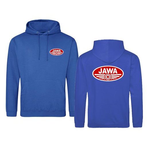 PÁNSKÁ MIKINA S KAPUCÍ A MOTIVEM JAWA - KRÁLOVSKY MODRÁ