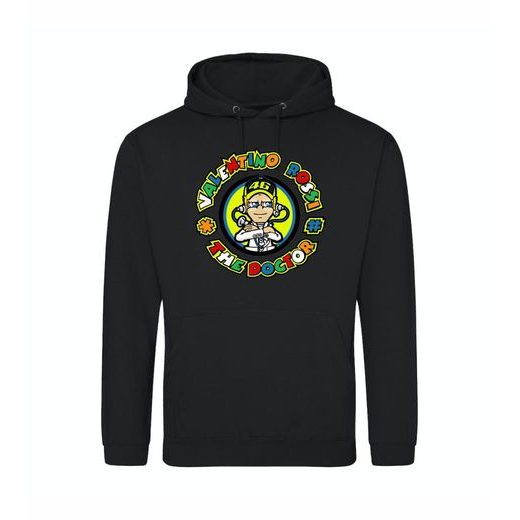 PÁNSKÁ MIKINA S KAPUCÍ A MOTIVEM VALENTINO ROSSI - ČERNÁ