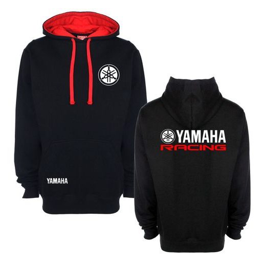 PÁNSKÁ MIKINA S KAPUCÍ A MOTIVEM YAMAHA RACING - ČERNÁ