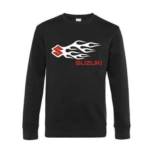 PÁNSKÁ MIKINA S MOTIVEM SUZUKI FLAMES - ČERNÁ