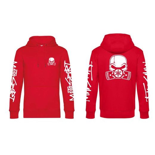 PÁNSKÁ MIKINA S KAPUCÍ A MOTIVEM YAMAHA MOTOSPORT - ČERVENÁ