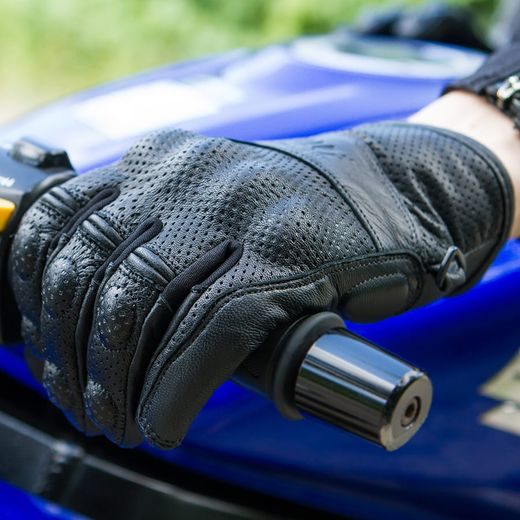 WOLF RACER BLACK KOŽENÉ RUKAVICE NA MOTORKU