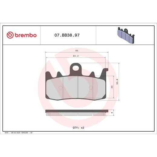 BRZDOVÉ DESTIČKY BREMBO 07BB3897 CC ROAD