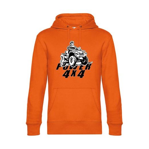 PÁNSKÁ MIKINA S KAPUCÍ A MOTIVEM 4X4 POWER - ORANŽOVÁ