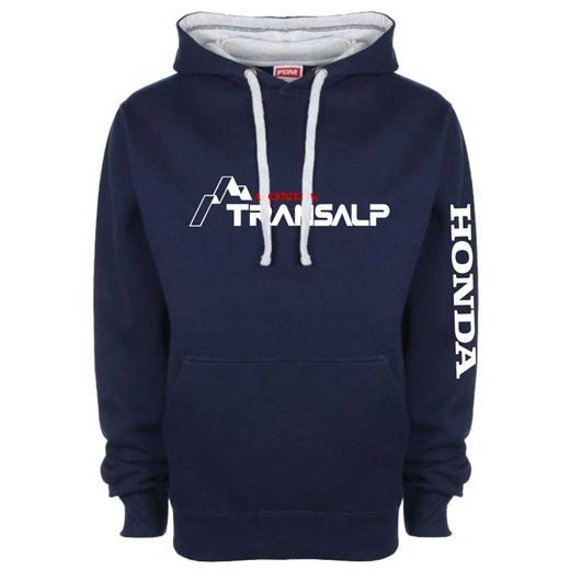 PÁNSKÁ MIKINA S KAPUCÍ A MOTIVEM HONDA TRANSALP - MODRÁ