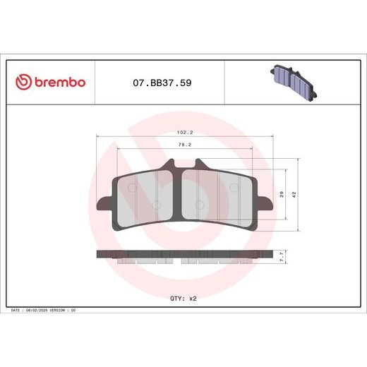 BRZDOVÉ DESTIČKY BREMBO 07BB3759 CC ROAD