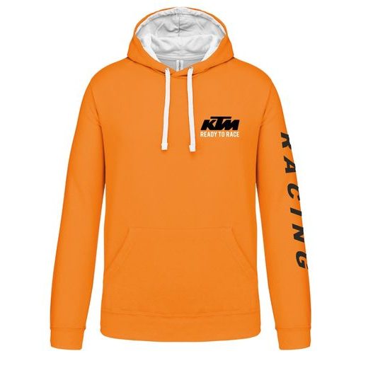 PÁNSKÁ MIKINA S KAPUCÍ A MOTIVEM KTM READY TO RACE 1 - ORANŽOVÁ