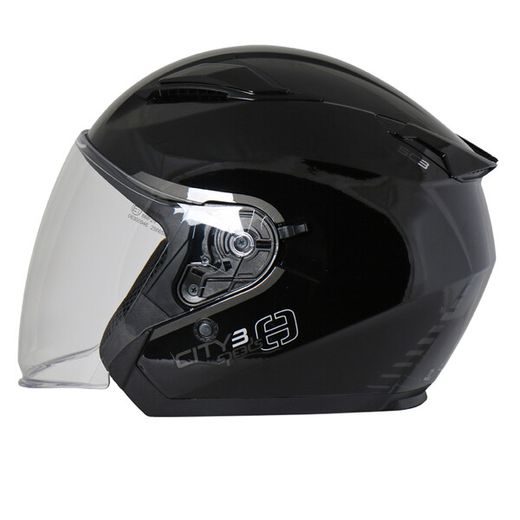 OTEVŘENÁ HELMA NA MOTORKU SE SLUNEČNÍ CLONOU SPEEDS CITY III ČERNÁ LESKLÁ