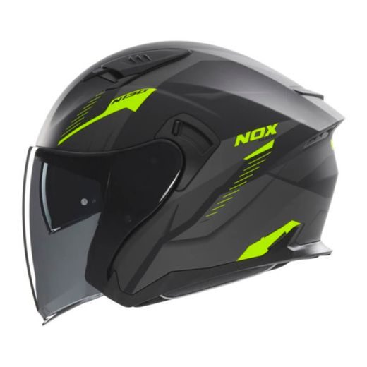 OTEVŘENÁ HELMA SE SLUNEČNÍ CLONOU NOX N130 MYST FLUO