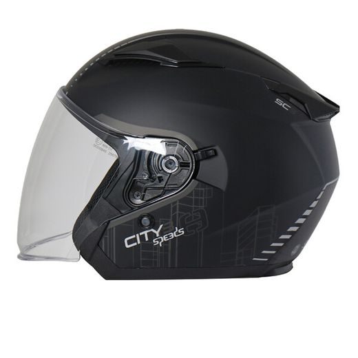 OTEVŘENÁ HELMA NA MOTORKU SE SLUNEČNÍ CLONOU SPEEDS CITY III ČERNO/TITANOVÁ MATNÁ