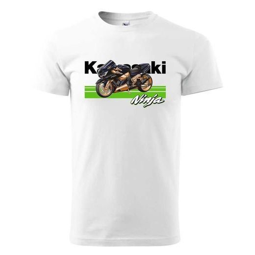 PÁNSKÉ TRIKO S MOTIVEM KAWASAKI NINJA - BÍLÉ