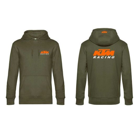 PÁNSKÁ MIKINA S KAPUCÍ A MOTIVEM KTM RACING 1 - KHAKI