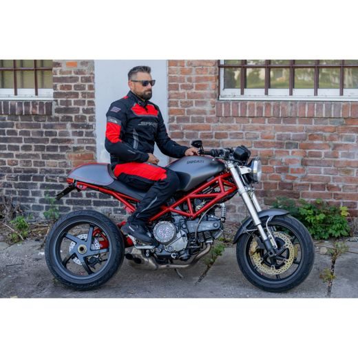 PÁNSKÉ TEXTILNÍ MOTO KALHOTY SPARK MAVERICK - ČERVENÉ