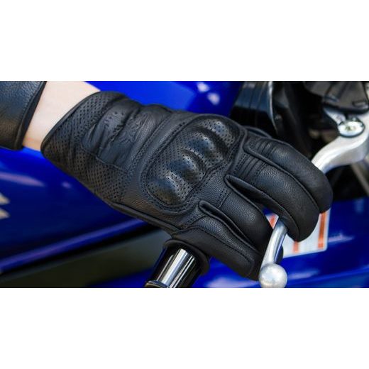 WOLF HORNET BLACK KOŽENÉ RUKAVICE NA MOTORKU