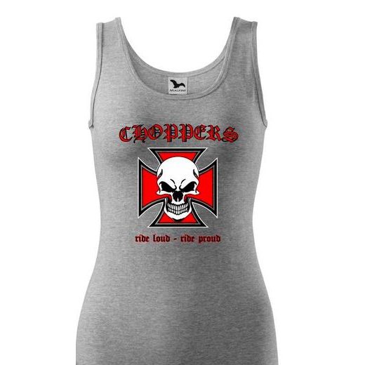 DÁMSKÉ TÍLKO S MOTIVEM CHOPPERS RIDE LOUD - ŠEDÉ