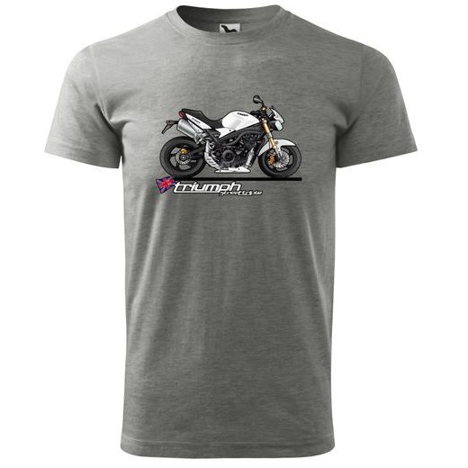 PÁNSKÉ TRIKO S MOTIVEM TRIUMPH STREET TRIPLE - TMAVĚ ŠEDÁ