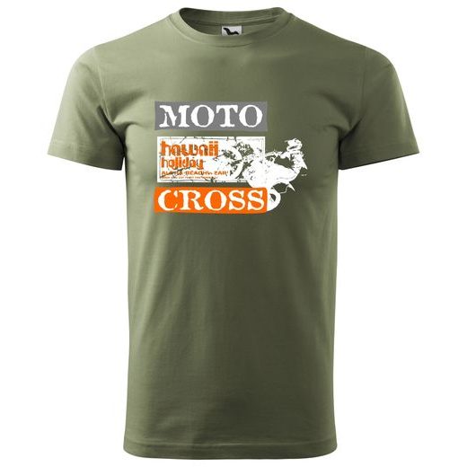 PÁNSKÉ TRIKO S MOTIVEM MOTOCROSS HAWAII - KHAKI