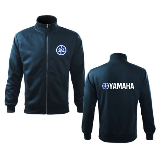 PÁNSKÁ MIKINA NA ZIP S MOTIVEM YAMAHA - TMAVĚ MODRÁ