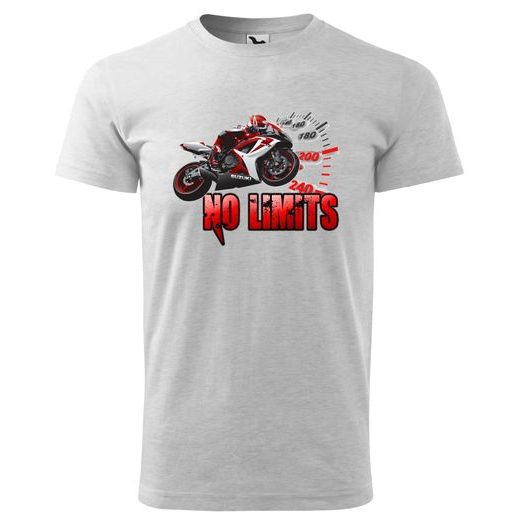 PÁNSKÉ TRIKO S MOTIVEM SUZUKI NO LIMITS - SVĚTLE ŠEDÉ