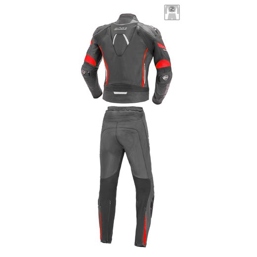 BÜSE DÁMSKÁ KOŽENÁ KOMBINÉZA IMOLA ČERNÁ/ČERVENÁ