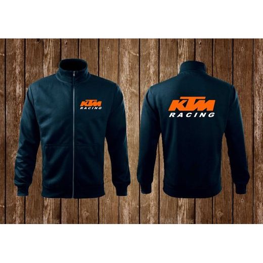 PÁNSKÁ MIKINA NA ZIP S MOTIVEM KTM RACING - TMAVĚ MODRÁ