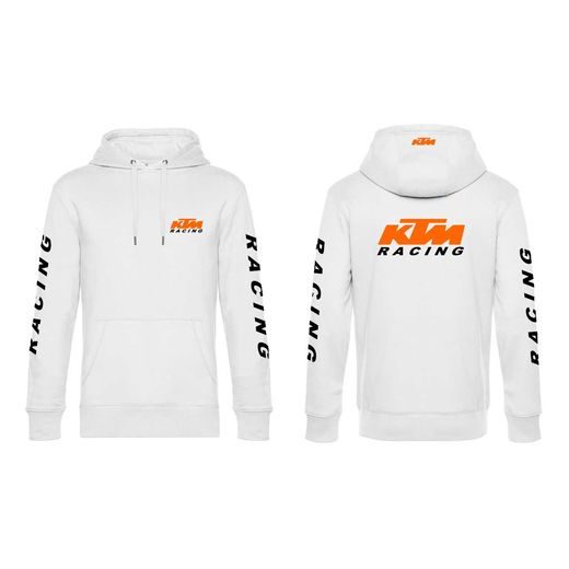 PÁNSKÁ MIKINA S KAPUCÍ A MOTIVEM KTM RACING 2 - BÍLÁ