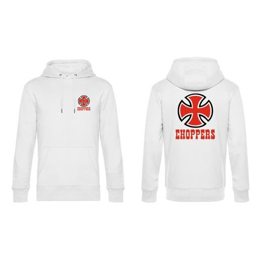 PÁNSKÁ MIKINA S KAPUCÍ A MOTIVEM CHOPPERS 2 - BÍLÁ