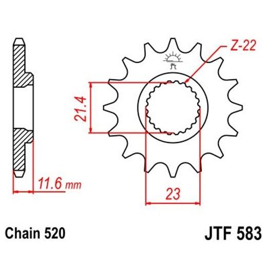 ŘETĚZOVÉ KOLEČKO JT JTF 583-14 14 ZUBŮ, 520