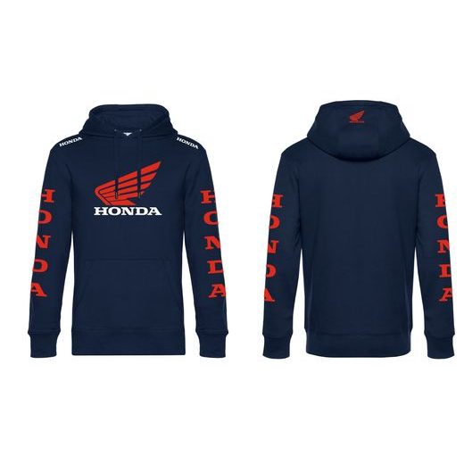 PÁNSKÁ MIKINA S KAPUCÍ A MOTIVEM HONDA 2 - TMAVĚ MODRÁ