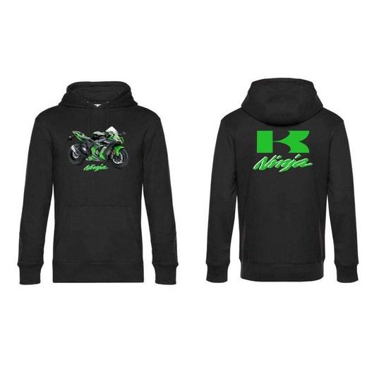 PÁNSKÁ MIKINA S KAPUCÍ A MOTIVEM KAWASAKI NINJA - ČERNÁ