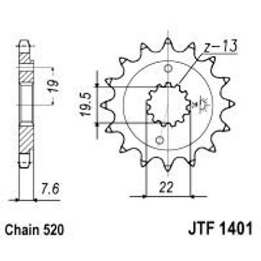 ŘETĚZOVÉ KOLEČKO JT JTF 1401-14 14 ZUBŮ, 520