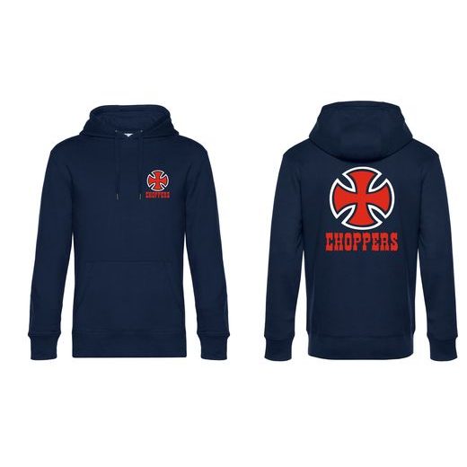 PÁNSKÁ MIKINA S KAPUCÍ A MOTIVEM CHOPPERS 2 - TMAVĚ MODRÁ
