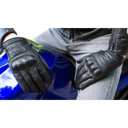 WOLF HORNET BLACK KOŽENÉ RUKAVICE NA MOTORKU
