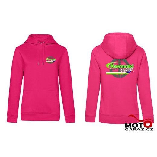 DÁMSKÁ KLUBOVÁ MIKINA S KAPUCÍ KAWASAKI BIKERS CZ - RŮŽOVÁ
