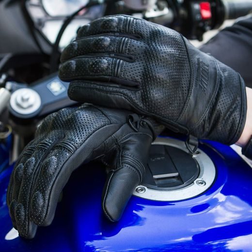 WOLF RACER BLACK KOŽENÉ RUKAVICE NA MOTORKU