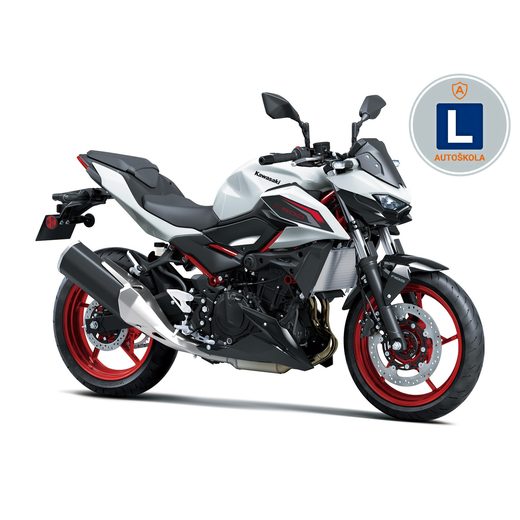 KAWASAKI Z500 SE PEARL BLIZZARD WHITE 2026 AUTOŠKOLA S OCHRANNÝMI RÁMY