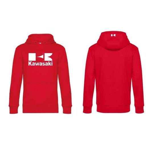 PÁNSKÁ MIKINA S KAPUCÍ A MOTIVEM KAWASAKI 2 - ČERVENÁ