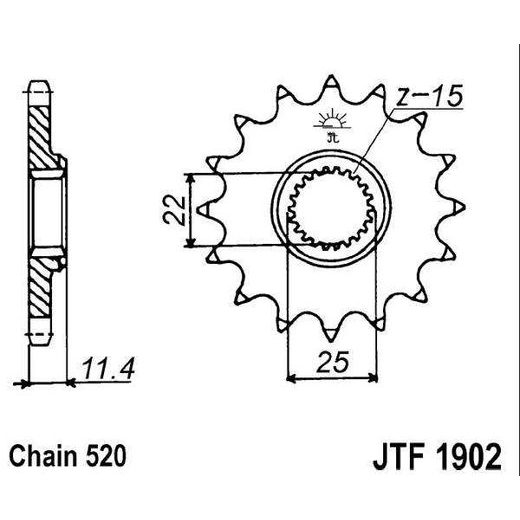 ŘETĚZOVÉ KOLEČKO JT JTF 1902-15 15 ZUBŮ, 520