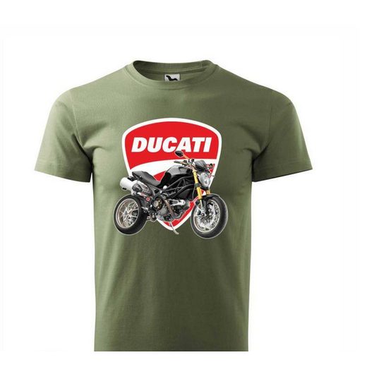 PÁNSKÉ TRIKO S MOTIVEM DUCATI MONSTER - KHAKI