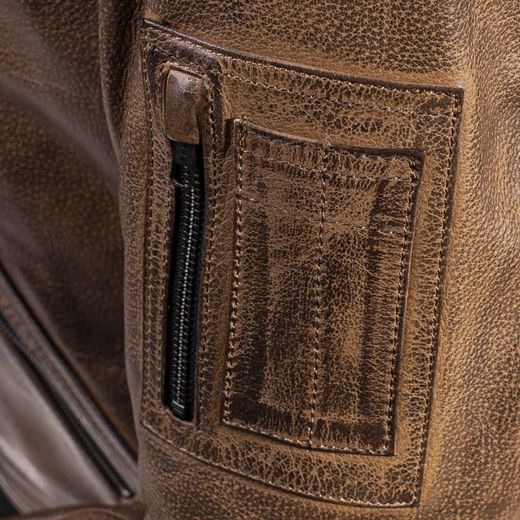 KOŽENÁ BUNDA NA MOTORKU 4SR BOMBER BROWN PATINA