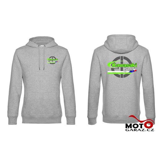 PÁNSKÁ KLUBOVÁ MIKINA S KAPUCÍ KAWASAKI BIKERS CZ - SVĚTLE ŠEDÝ MĚLÍR