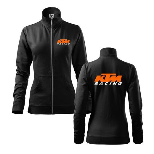 DÁMSKÁ MIKINA NA ZIP S MOTIVEM KTM RACING - ČERNÁ