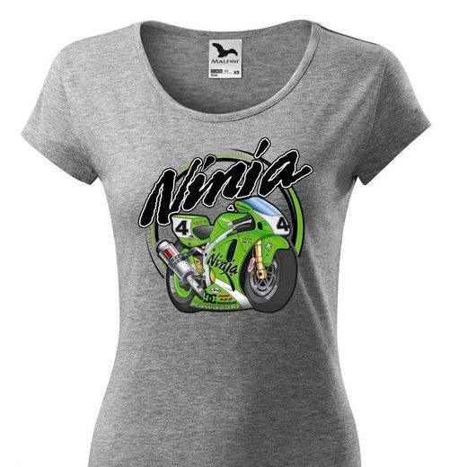 DÁMSKÉ TRIKO S MOTIVEM KAWASAKI NINJA - ŠEDÉ