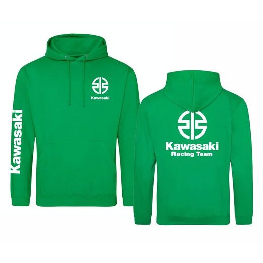 PÁNSKÁ MIKINA S KAPUCÍ A MOTIVEM KAWASAKI RACING TEAM - ZELENÁ