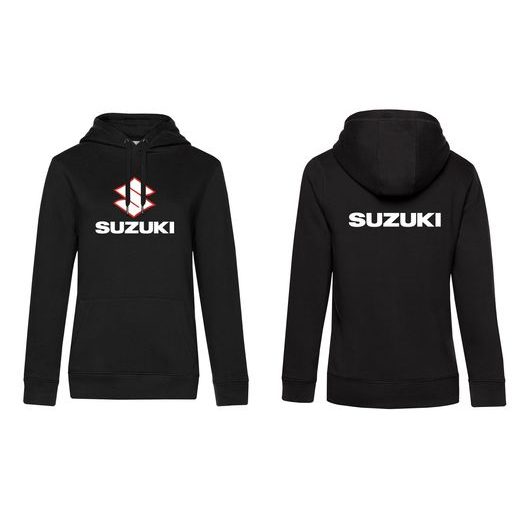 DÁMSKÁ MIKINA S KAPUCÍ A MOTIVEM SUZUKI - ČERNÁ