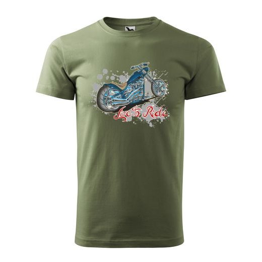 PÁNSKÉ TRIKO S MOTIVEM CHOPPERS LIVE TO RIDE - KHAKI